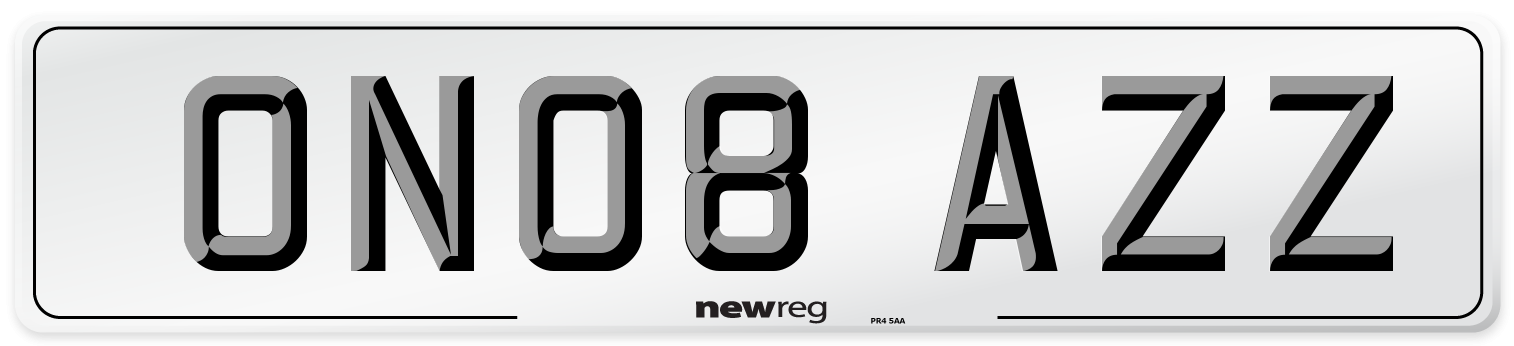 ON08 AZZ Number Plate from New Reg
